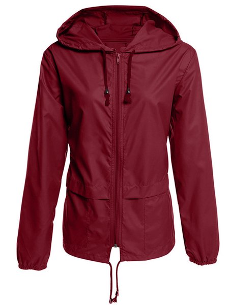 

Casual Plain Shawl Collar water proof Jacket, Wine red, Jackets