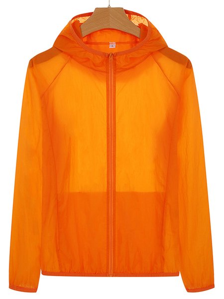 

Casual Plain Regular Fit sun protection Hoodie Jacket, Orange, Jackets
