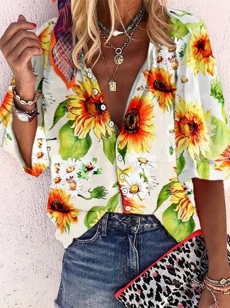 

Sunflower Casual Loose Crew Neck Blouse, White, Shirts & Blouses