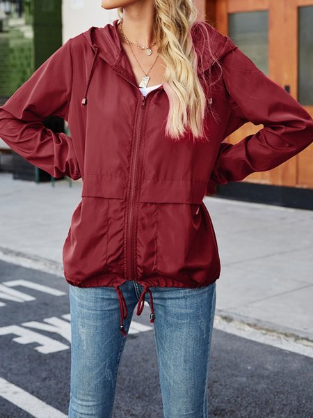

Casual Plain Regular Fit water proof Hoodie Jacket, Wine red, Jackets