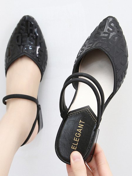 

Waterproof PVC Letter Embossed Upper Reversible Mules, Black, Flats