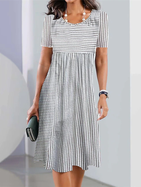 

Loose Casual Striped Dress, Gray, Dresses