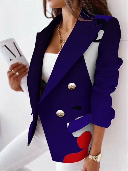 

Urban Abstract Lapel Collar Regular Fit Blazer, As picture, Blazers