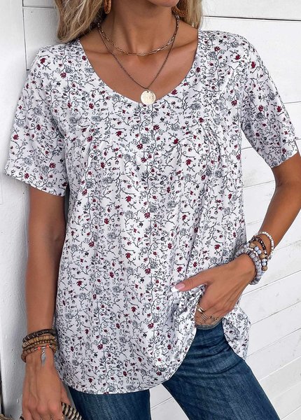 

Casual Loose Crew Neck T-Shirt, White, T-Shirts