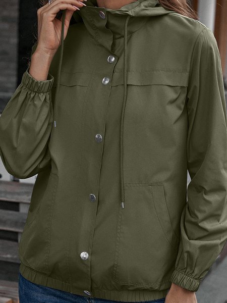 

Casual Plain Shawl Collar water proof Regular Fit Jacket, Army green, Jackets