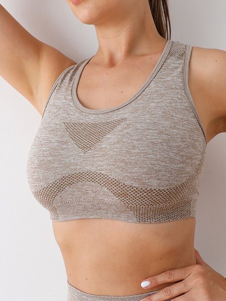

Women's Breathable Seamless Athletic Bra, Khaki, Bra & Bra Sets