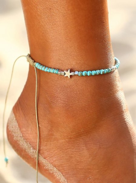 

Vacation Beaded Braided Anklet with Stars Boho Casual Women's Jewelry, As picture, Anklets