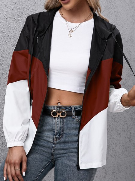 

Casual Color Block Regular Fit water proof Hoodie Jacket, Wine red, Jackets