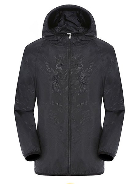 

Casual Plain water proof Regular Fit Hoodie Jacket, Black, Jackets