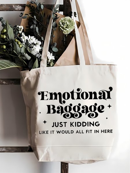 

Emotional Baggage Sarcastic Funny Casual Shopping Tote Bag, White, Bags