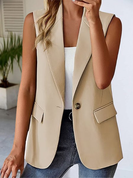 

Elegant Loose Buttoned Cotton Vest, Khaki, Vests & Gilets