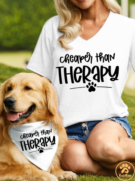 

Women's Cheaper Than Therapy Casual Regular Fit Dog T-Shirt, White, T-shirts