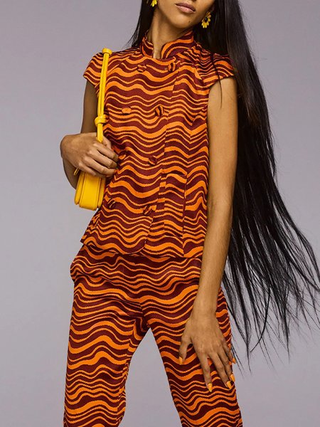 Regular Fit Urban Stand Collar Blouse, Orange, Blouses and Shirts