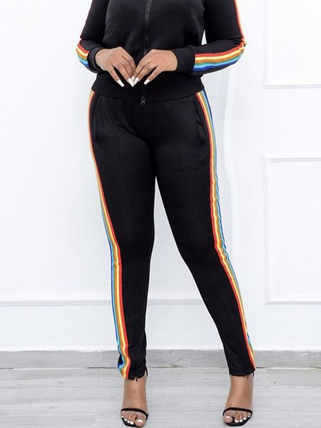 

Color Block Regular Fit Casual Sweatpants & Joggers, Black, Pants