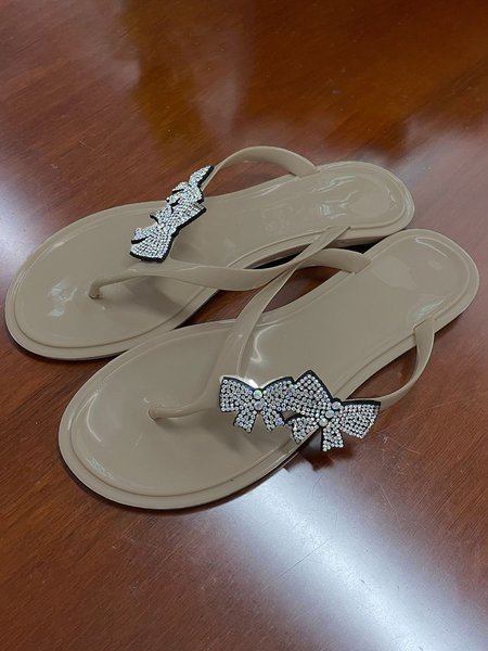 

Summer Vacation Butterfly Rhinestone Flip Flops, Apricot, Slippers