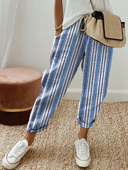 

Loose Striped Casual Pants, Stripe, Pants