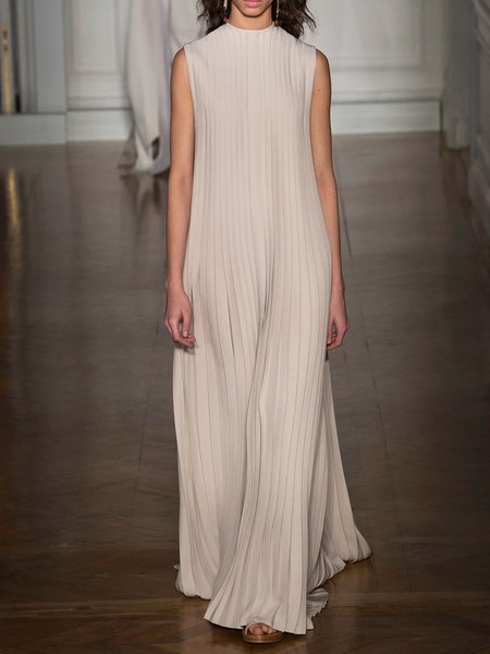 

Elegant Loose Plain Sleeveless Maxi Dress With No Belt, As picture, Maxi Dresses