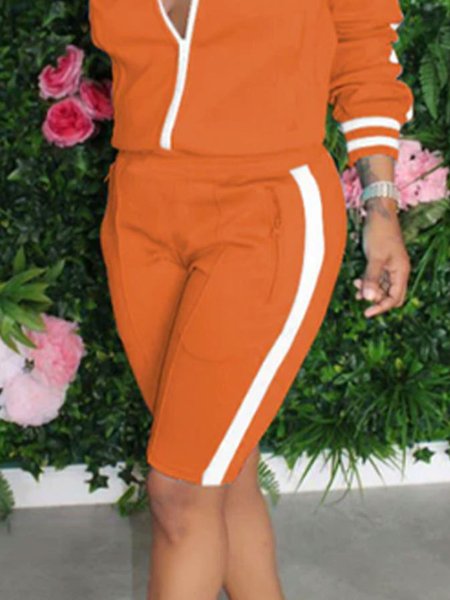 

Color Block Casual Regular Fit Shorts, Orange, Shorts