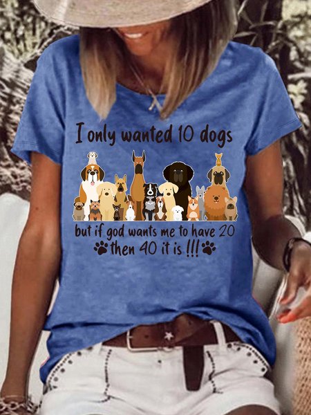 

Women's Funny Dog Lover Crew Neck Casual T-Shirt, Blue, T-shirts