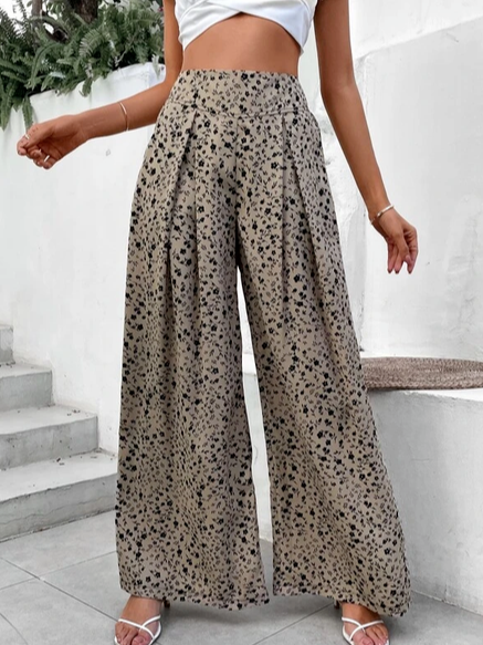 

Casual Polka Dots Loose Pants, Khaki, Pants