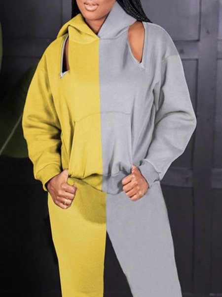 

Long sleeve Loose Casual Hoodie Color Block Hoodie, Gray, Hoodies and Sweatshirts