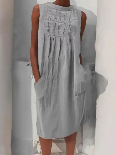 

Casual Plain Crew Neck Loose Dress, Gray, Dresses