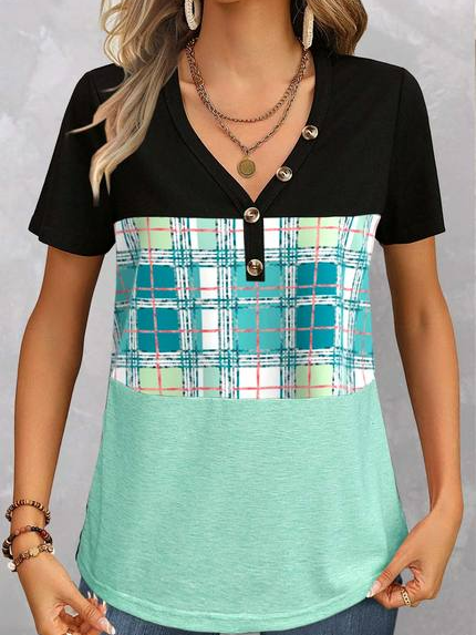 

Loose V Neck Casual Shirt, Green, Shirts & Blouses
