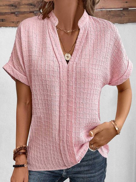 

Casual V Neck Plain Loose Shirt, Pink, Shirts & Blouses