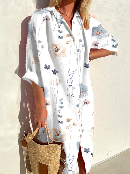 Plus size Casual Floral Shirt Dress JustFashionNow Lookel