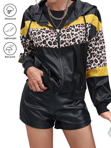 

Casual Leopard water proof Regular Fit Jacket, Black, Jackets
