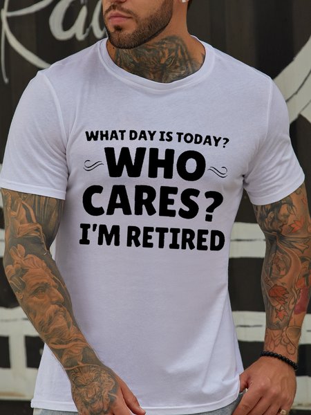 

Men's Cotton Funny Retired Casual T-Shirt, White, T-shirts