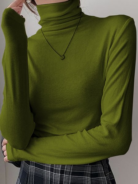 

Half Turtleneck Urban Loose Jersey Shirt, Green, Blouses and Shirts