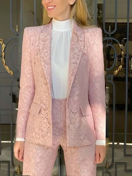 

Elegant Lapel Collar Plain Regular Fit Blazer, Pink, Blazers