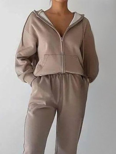 

Plain Casual Loose Long Sleeve Hoodie, As picture, Hoodies and Sweatshirts