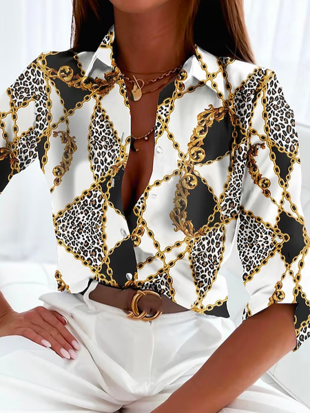 

Ethnic Casual Shirt Collar Blouse, Black, Shirts & Blouses