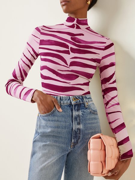 

Long sleeve Tight Animal Print Urban T-Shirt, Pink, Tees