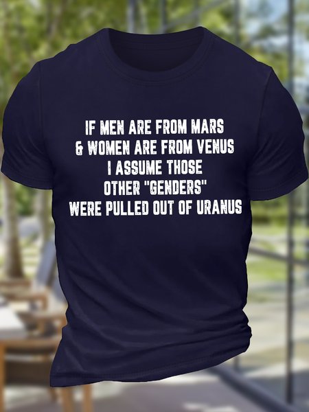 

Men's Funny If Men Are From Mars And Women Are From Venus I Assume Those Other Genders Were Pulled Out Of Oranus Graphic Printing Casual Cotton T-Shirt, Purplish blue, T-Shirts