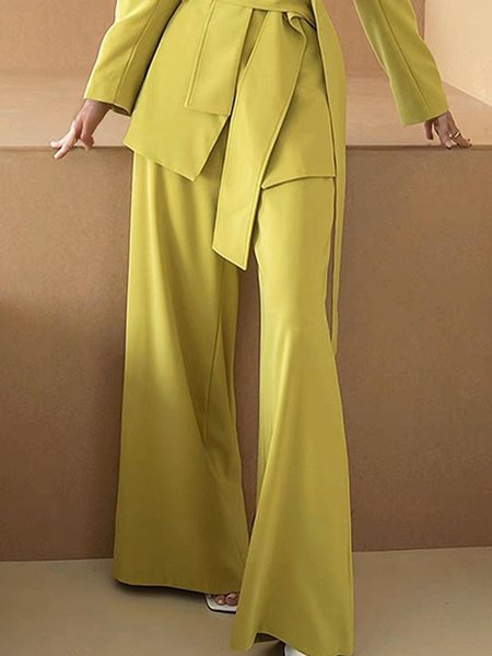 Urban Plain Loose Pants, Yellow, Pants