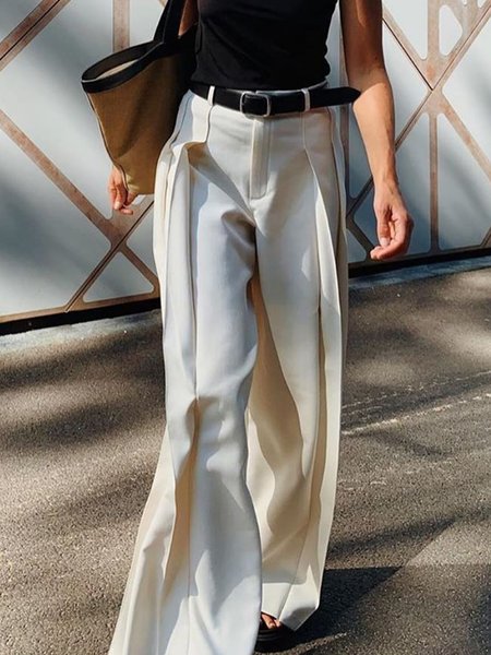 

Urban Regular Fit Plain Fashion Pants, White, Pants