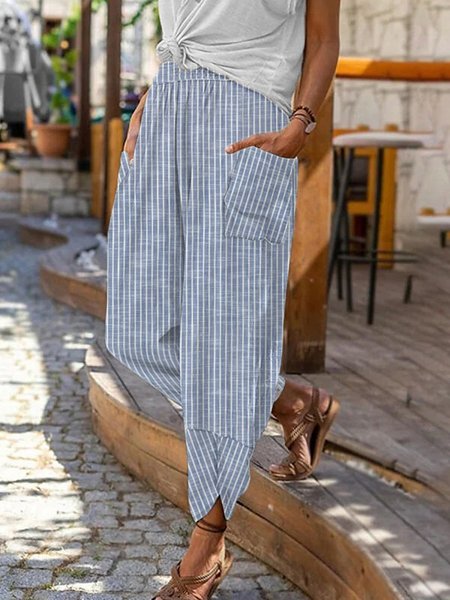 

Loose Striped Casual Pants, Stripe, Pants