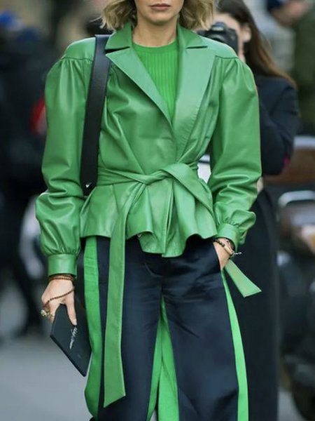 

Long sleeve Plain Regular Fit Urban Jacket, Green, Jackets