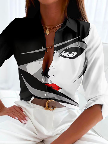 

Abstract Graphic Casual Blouse, Black, Shirts & Blouses