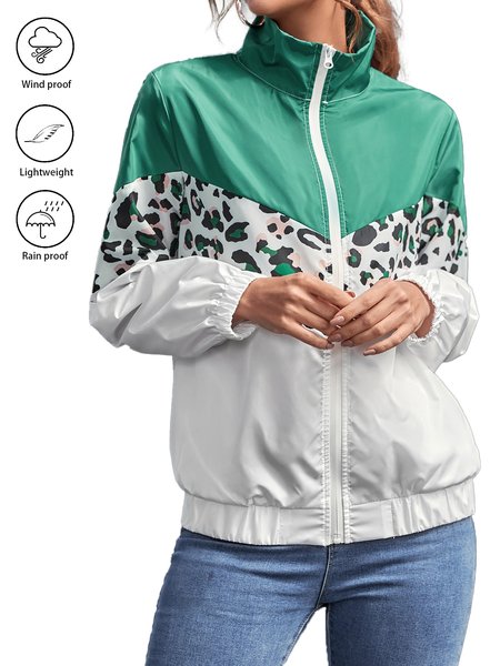 

Casual Leopard water proof Regular Fit Shawl Collar Jacket, White, Jackets