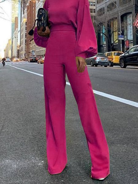 

Regular Fit Plain Urban Fashion Pants, Deep pink, Pants