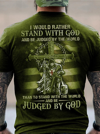 

Casual Independence Day Letter Knight Pattern Short Sleeve T-Shirt Daily Men's Clothing, Green, T-Shirts