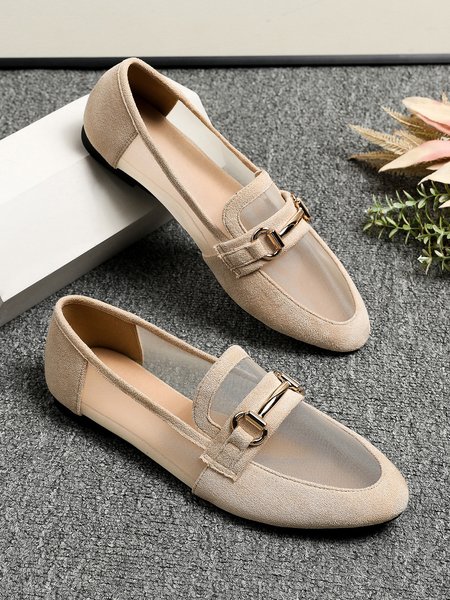 

Off-White Breathable Mesh Stitching Metal Casual Loafers, Loafers