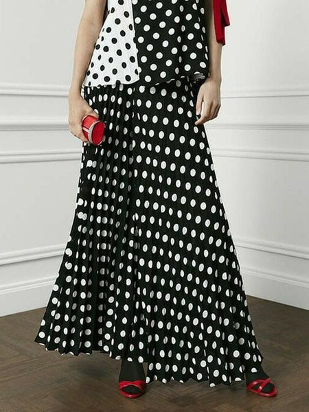 

Polka Dots Regular Fit Urban Skirt, Black, Skirts