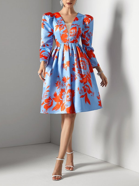 

Satin Floral Regular Fit Elegant Party Dress, Flower, Midi Dresses