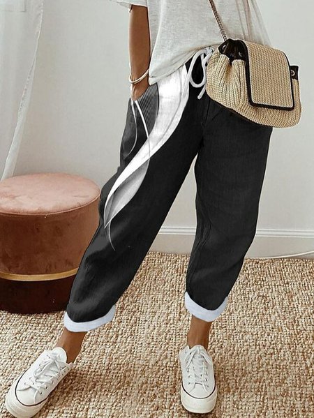 

Casual Loose Gradient Pattern Pants, Black, Pants