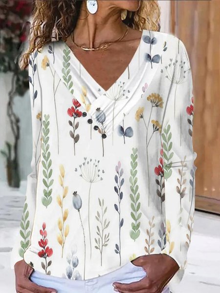 

Casual V Neck Buttoned Shirt, White, Shirts & Blouses